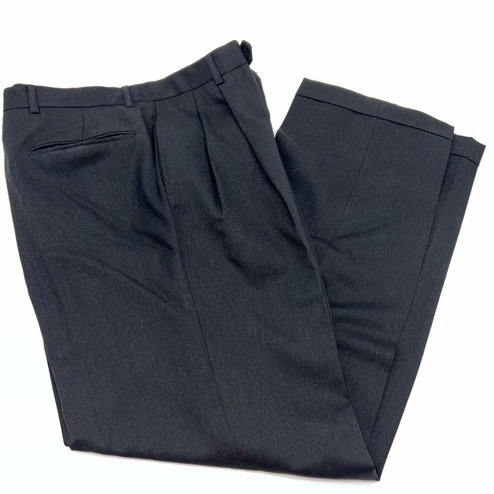 Classic Men’s Tailored Black Dress Pants w/ Double Pleated Front 1” Cuff-Size 32